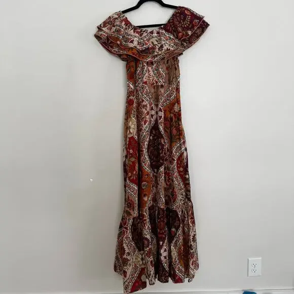 Farm Rio Romantic Nature Multicolor Off-The-Shoulder Ruffle Midi Dress - Picture 7 of 9